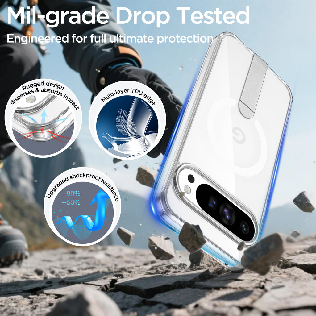 MALEWOLF for Google Pixel 9 Pro XL Case Magnetic, Slim Cover [Kickstand] [Compatible with Magsafe], Anti-yellowing & Durable TPU Back, Shockproof Bumper Protection for Pixel 9 ProXL Phone Case