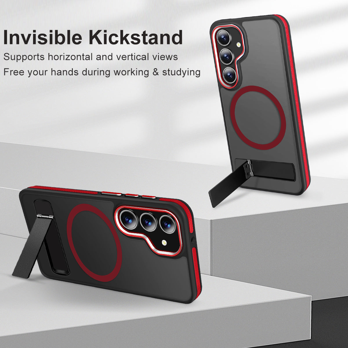 MALEWOLF for Samsung Galaxy S25 Case, Adjustable Kickstand Cover Compatible with Magsafe, Slim Translucent Matte S25 Phone Case, Non-Slip Shockproof Magnetic Case for Galaxy S25 5G