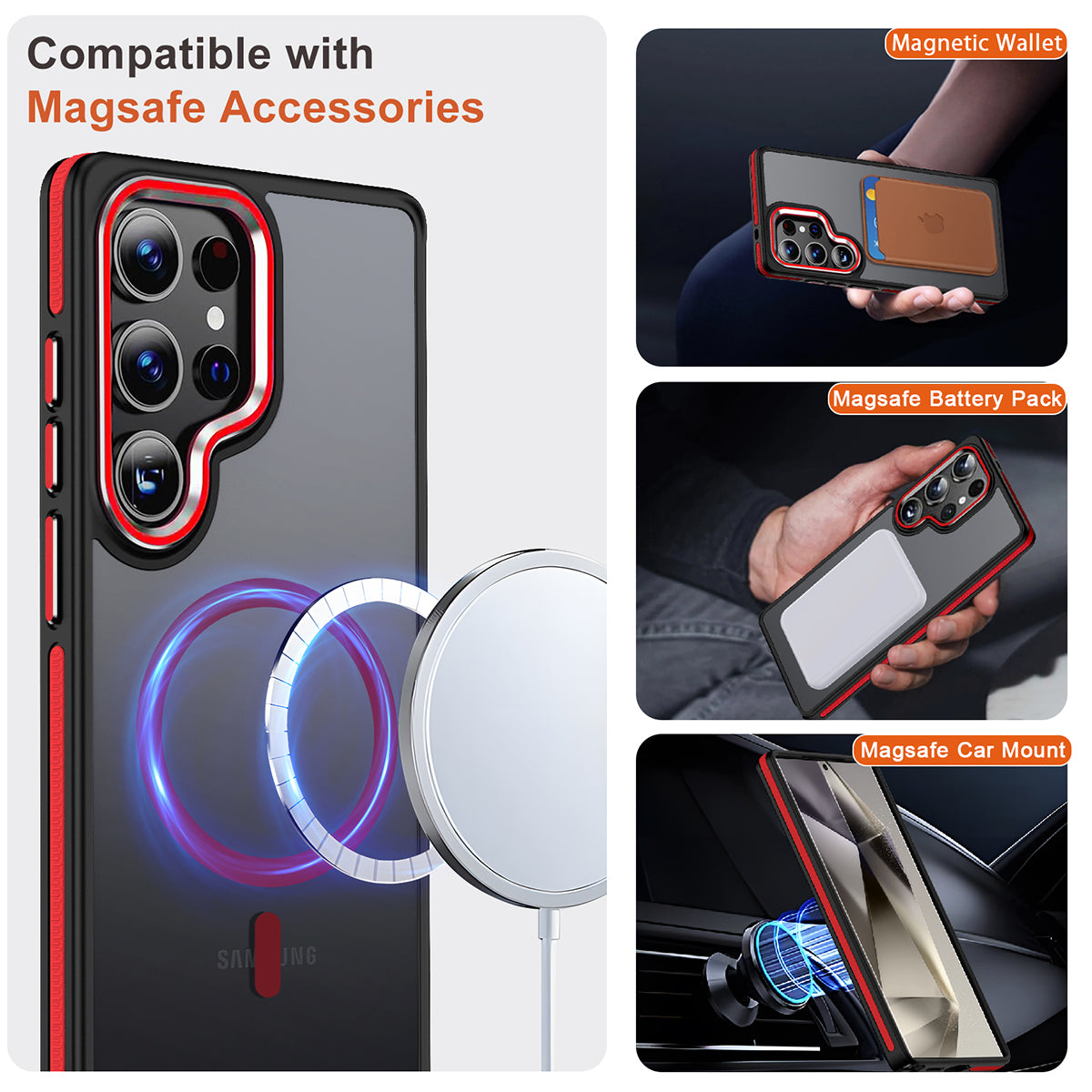 MALEWOLF for Samsung Galaxy S25 Ultra Case, Non-Slip S25 Ultra Phone Case Compatible with Magsafe, Drop Resistant Matte Translucent Cover, Scratchproof Magnetic Case for Galaxy S25 Ultra