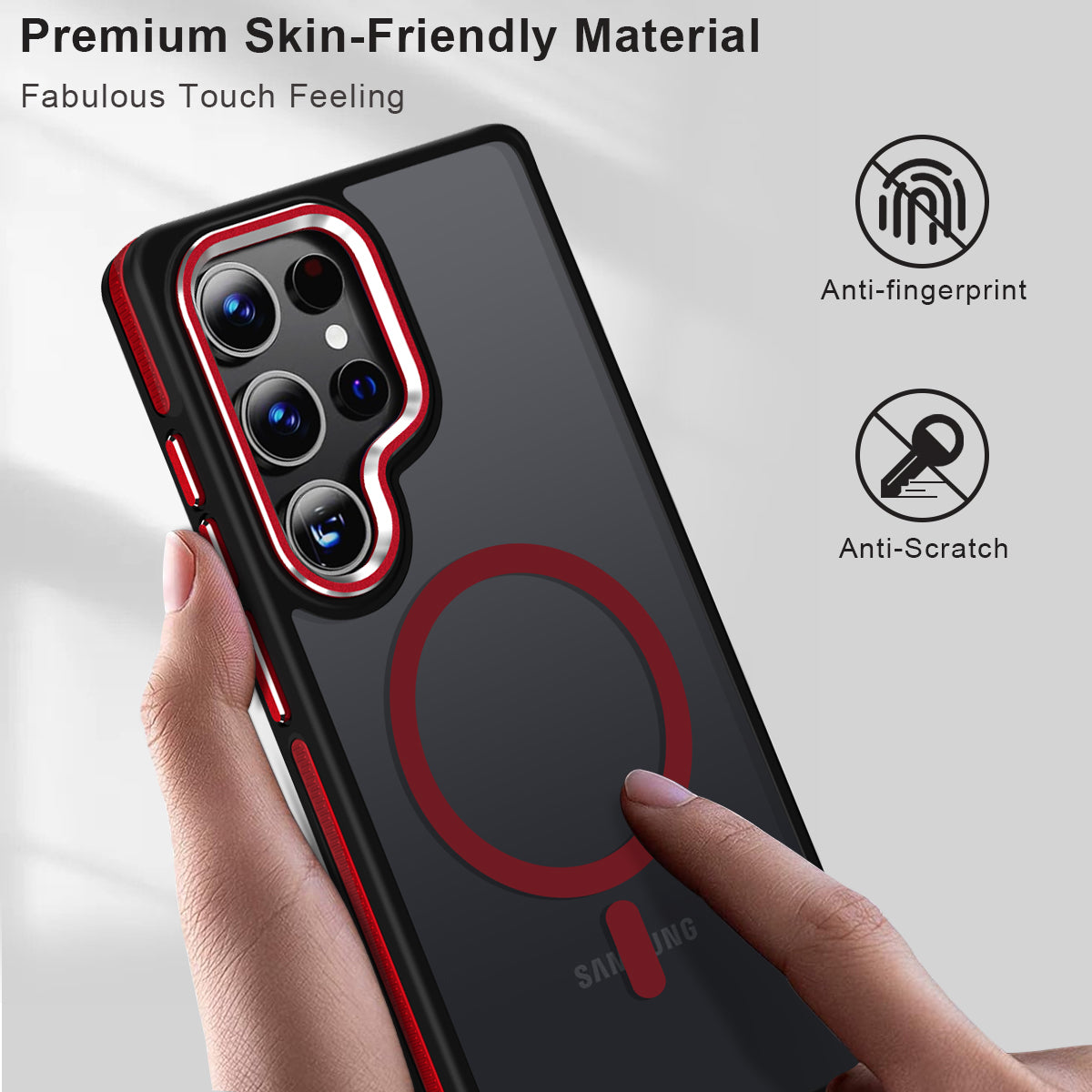 MALEWOLF for Samsung Galaxy S25 Ultra Case, Non-Slip S25 Ultra Phone Case Compatible with Magsafe, Drop Resistant Matte Translucent Cover, Scratchproof Magnetic Case for Galaxy S25 Ultra