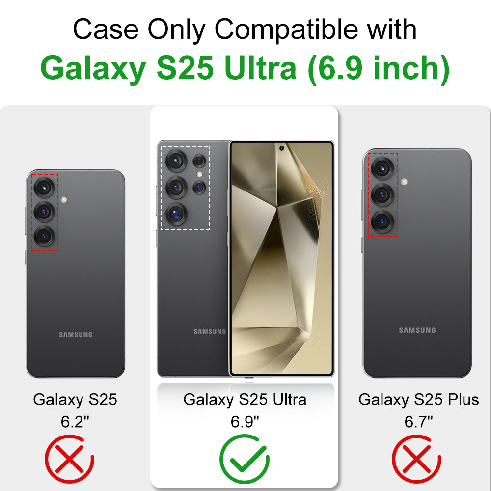 MALEWOLF for Samsung Galaxy S25 Ultra Case, Shockproof S25 Ultra Phone Case with Kickstand, Anti-Skid Case Fits for Magsafe, Camera Frame with Raised Protection for Galaxy S25 Ultra Cover